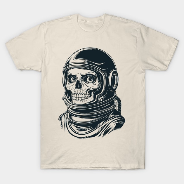 Skull Face Astronaut Illustration T-Shirt by TeeTrendz